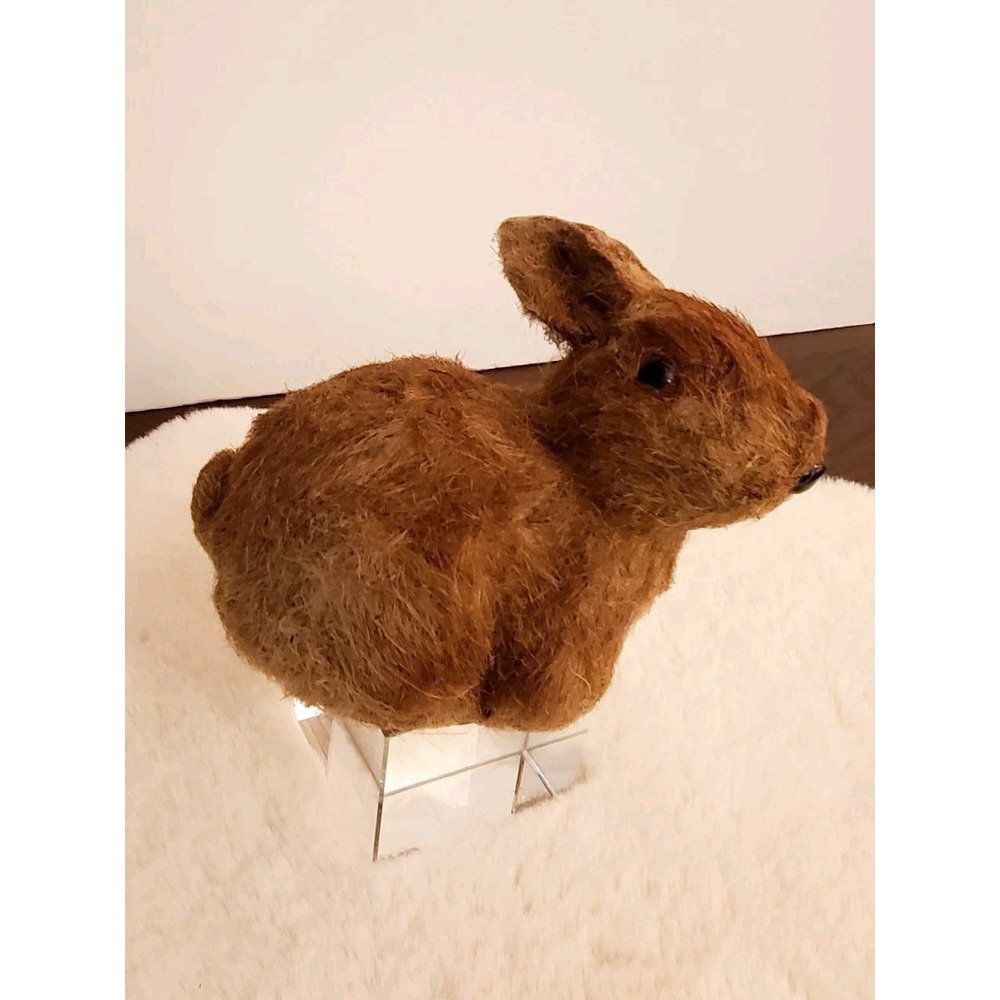 Vintage Real Fur Bunny Rabbit‎ Glass Eyes Easter Decor 5"
